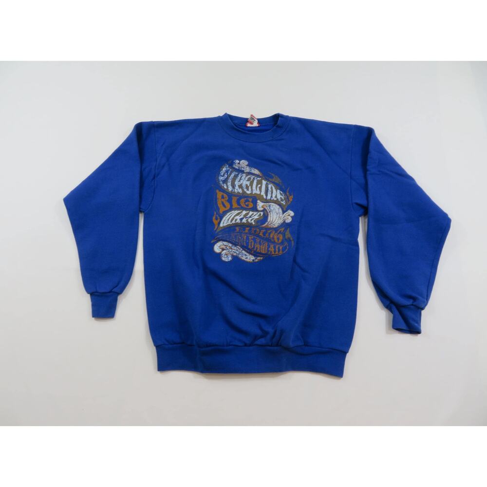 Pipeline Big Wave Riding Maui Hawaii Graphic Sweatshirt Blue Sz L